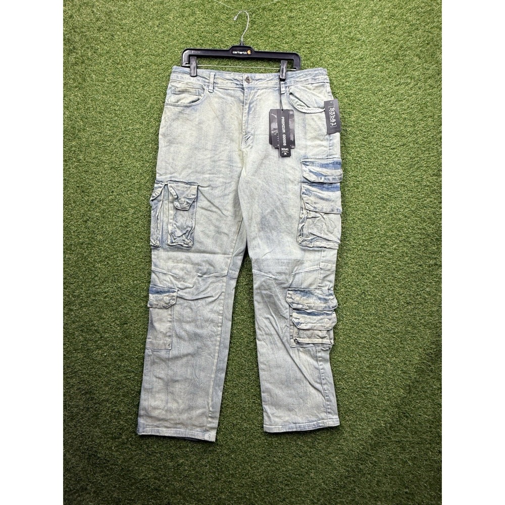 Rebel Vengeance Baggy Stacked Cargo Jeans Men's 36x30 Alternative Rapper